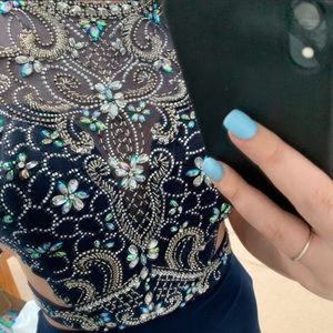 Camille La Vie Navy/Silver Prom Dress